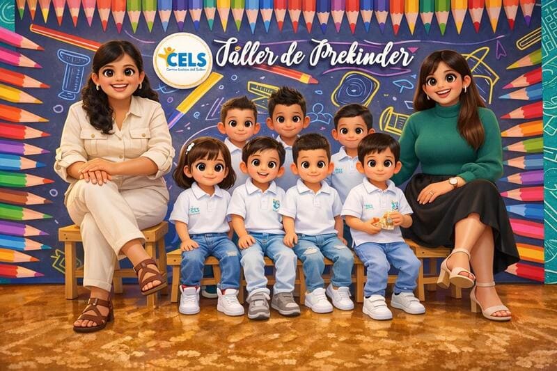 grupo de niños sentados junto a sus maestras para foto grupal